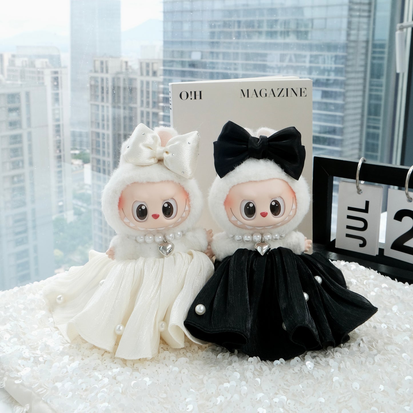 Black Swan Skirt Luxury Clothes for 15-17cm Labubu Doll, 3 Pcs Doll's Street Wear Outfits