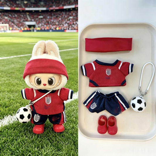 England Away-Style Mini Soccer Jersey Set for 15–17cm collectible dolls, product view 2