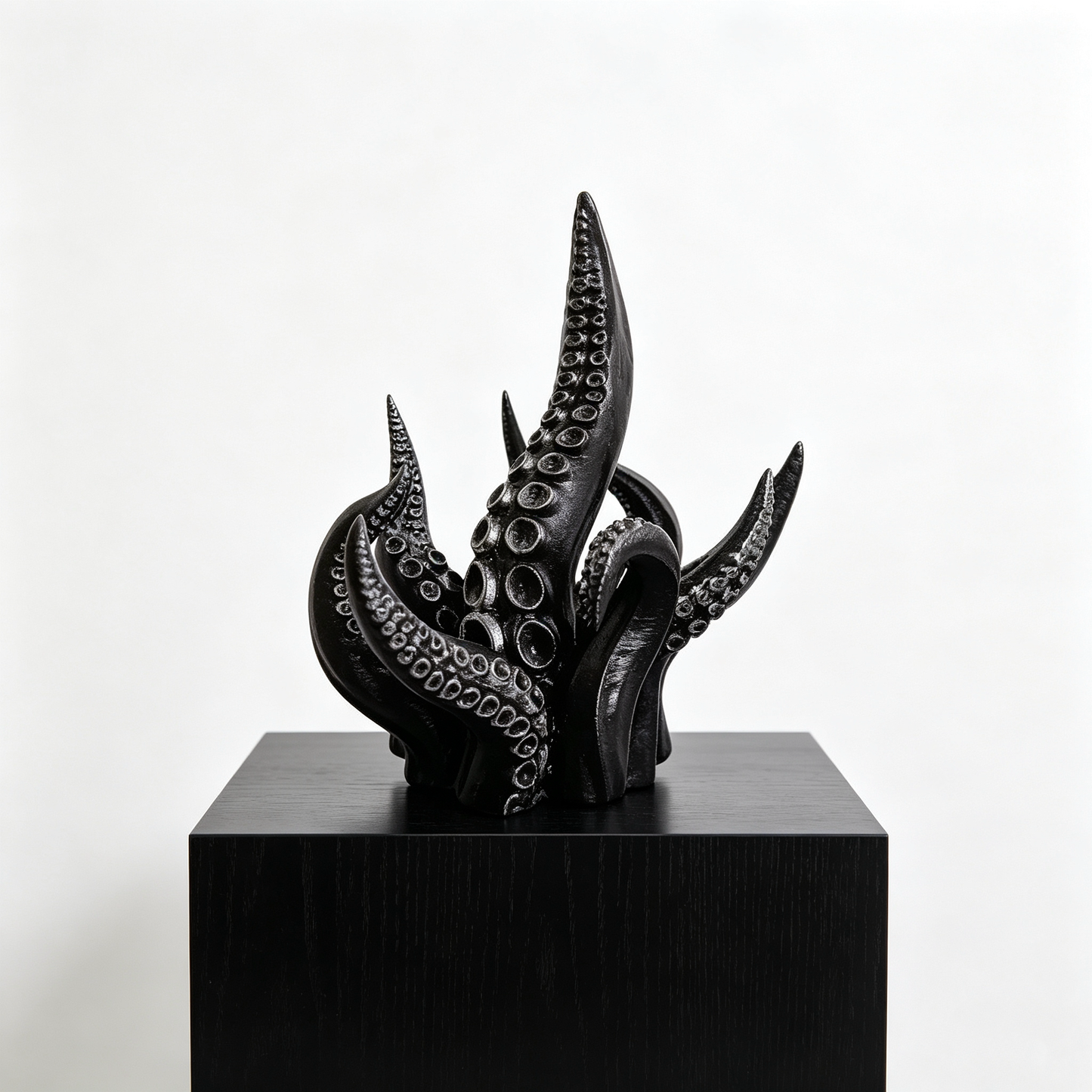 Black Octopus Tentacle Sculpture Resin Kraken Statue Mini Sea Monster Decor 11cm 4.3 inch Small Cthulhu Figurine for Desk