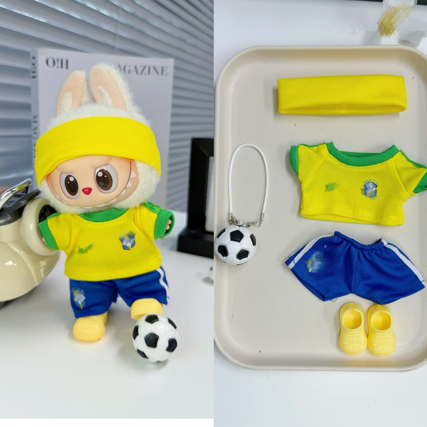 Brazil Soccer Jersey Doll Clothes for 15–17cm collectible dolls, product view 2
