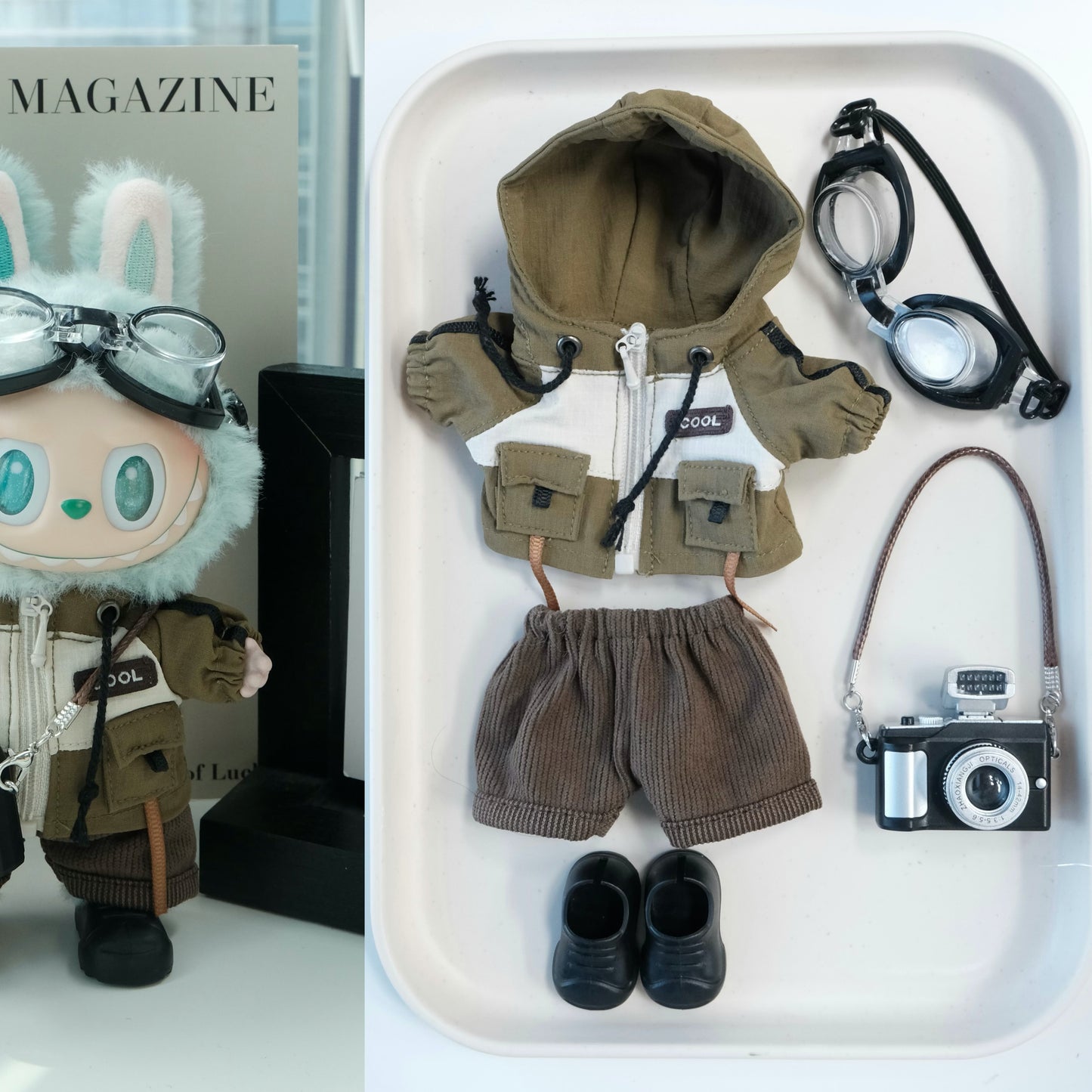 Climbing Photography Clothes for 15-17cm Labubu Doll, 5 Pcs Doll's Sports Wear Outfits Outdoor Clothes