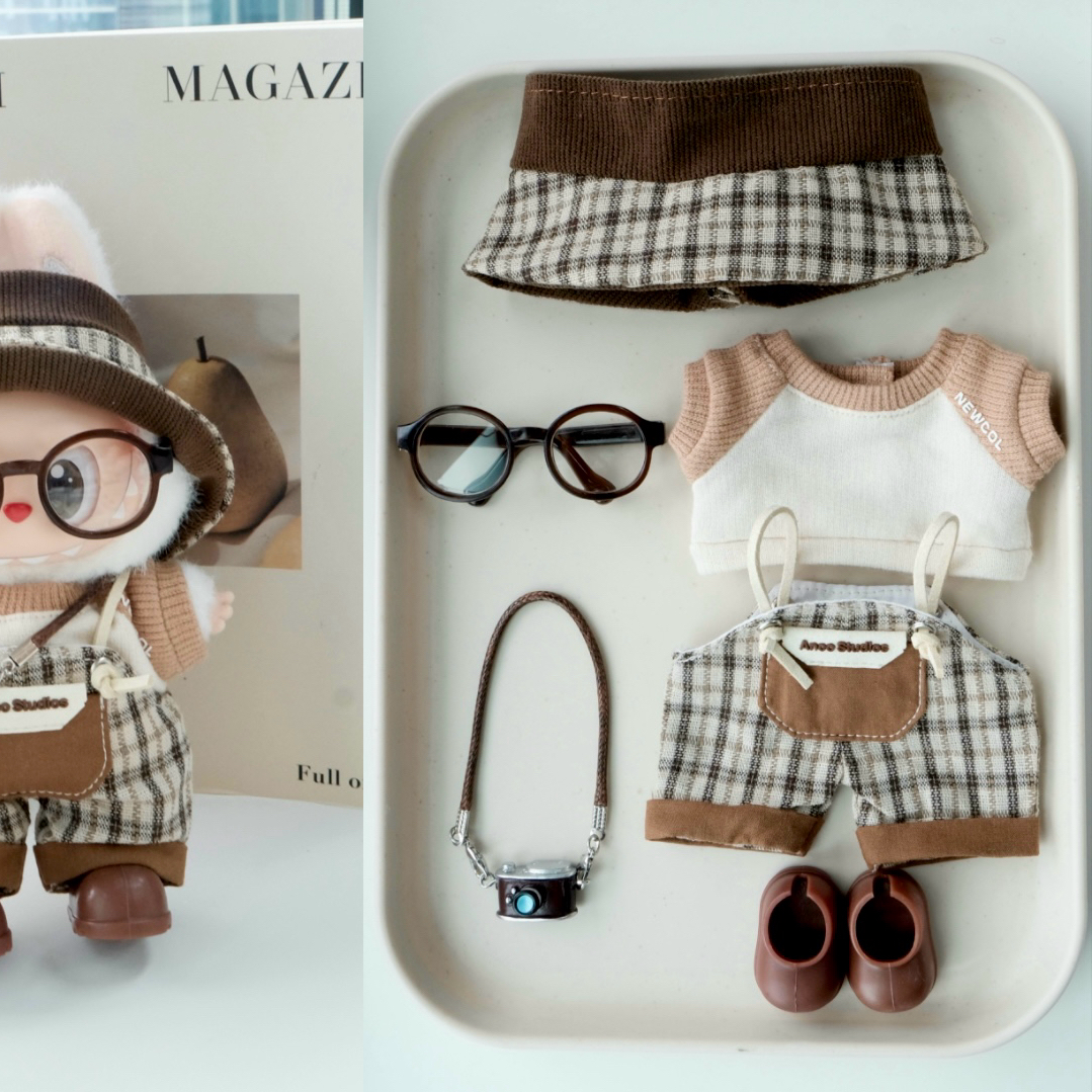Hiking Painting Clothes for 15-17cm Labubu Doll, 6 Pcs Doll's Sports Wear Outfits Outdoor Clothes