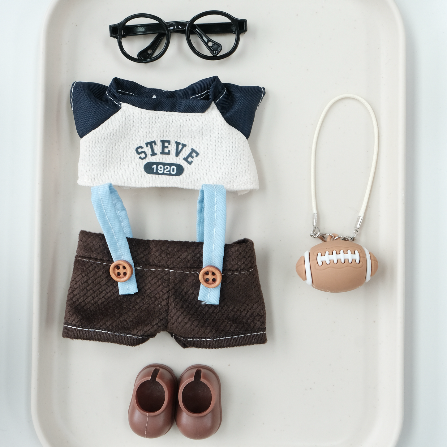 Rugby Clothes for 15-17cm Labubu Doll, 5 Pcs Doll's Sports Wear Outfits Gym Clothes