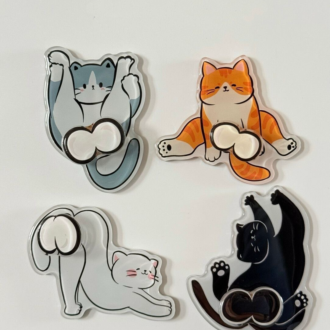 Funny Rotating Cat Balls Refrigerator Magnets, Cute Spinning Cat Butt Acrylic Fridge Magnet Set, Novelty Hilarious Fidget Stress Relief Decor Gag