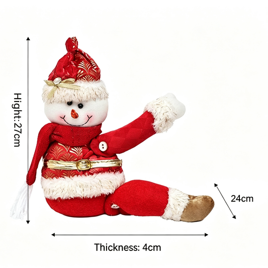 Snowman Style Christmas Curtain Tiebacks, 2PCS Plush Holiday Curtain Holders with Wraparound Arms and Legs, No-Drill Festive Window Decorations for Living Room, Bedroom and Holiday Home Décor