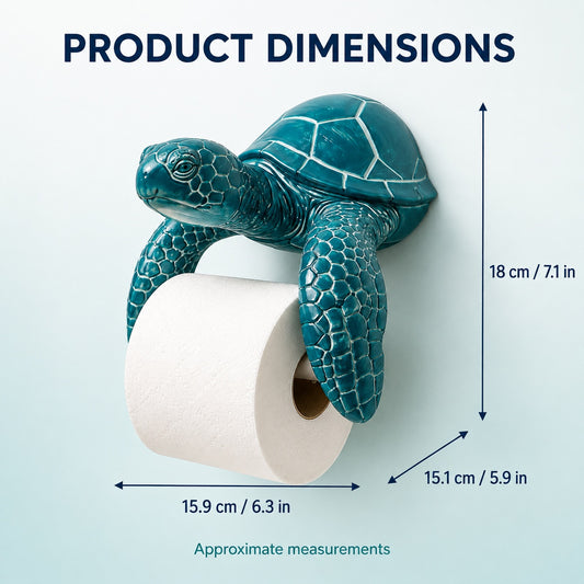 Sea Turtle Toilet Paper Holder Wall Mount, 3D-Printed PLA Bathroom Decor, No-Drill Adhesive Tissue Roll Holder, Nautical Coastal Home Accent