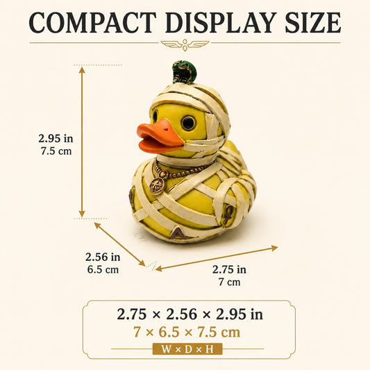 Mummy Duck Figurine, 2.95 Inch Resin Bandage Wrapped Duck Statue with Ancient Inspired Details, Funny Gothic Halloween Desk Shelf Decor, Quirky Gift for Duck Lovers and Collectors
