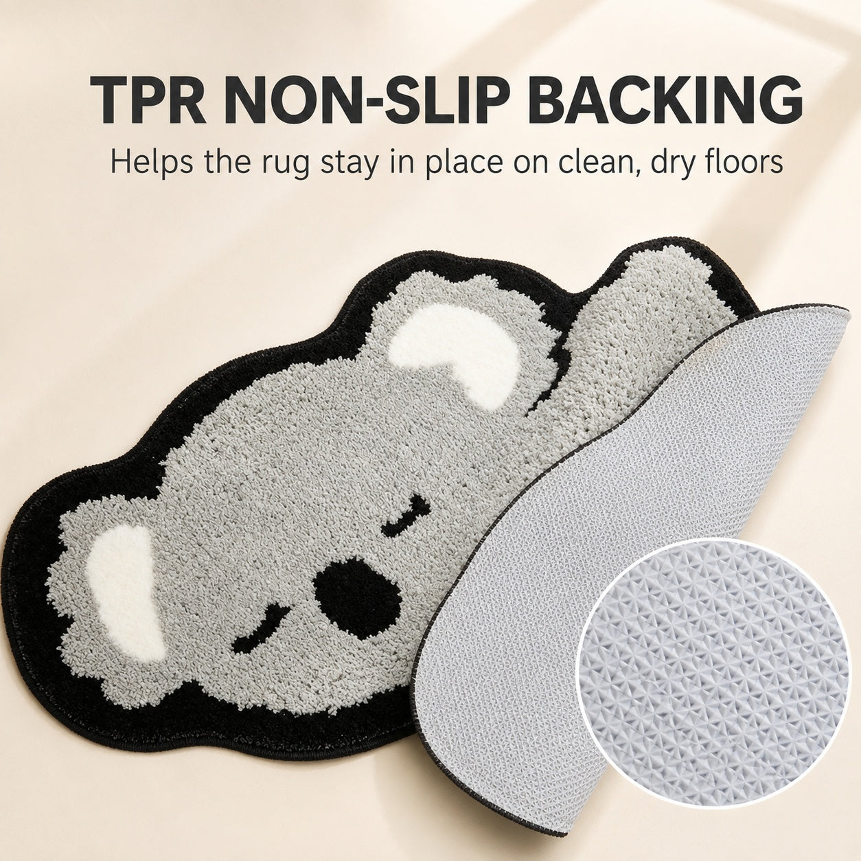 Cute Koala Area Rug, 23.6 × 15.7 Inch Green Tufted Animal Floor Mat with TPR Non-Slip Backing, Soft Decorative Accent Rug for Bathroom, Bedroom, Entryway, Bedside and Vanity