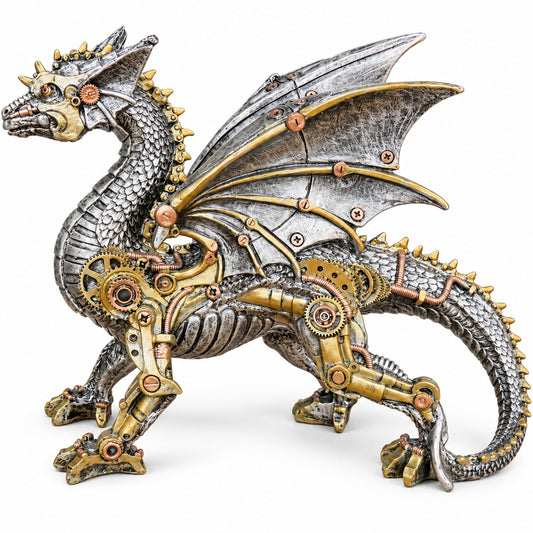 Steampunk Animal Sculpture, Mechanical Style Resin Figurine with Gears and Pipes, Industrial Vintage Desk and Shelf Decor for Office, Living Room and Collectors, 8 Animal Styles