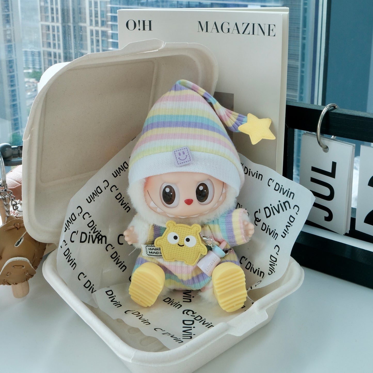 Colorful Pajamas Clothes for 15-17cm Labubu Doll, 4 Pcs Doll's Street Wear Outfits
