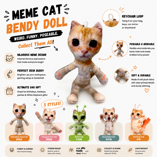 Meet the Funny Meme Cat Bendy Doll for Playful Collectors