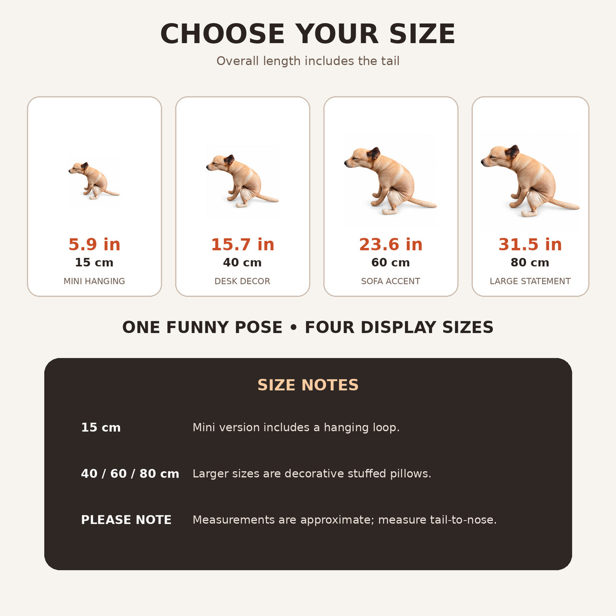 3D Realistic Dog Pooping Pillow, Funny Squatting Dog Plush Decor, Novelty Animal-Shaped Stuffed Cushion