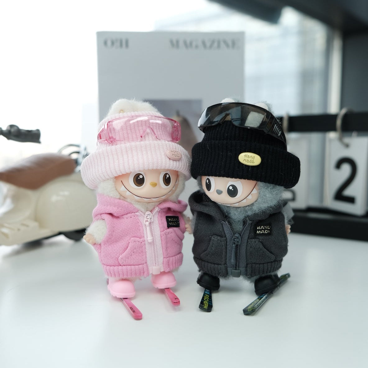 Ski Boards Clothes for 10-12cm Labubu Doll, 4 Pcs Doll's Sports Luxury Outfits Clothes