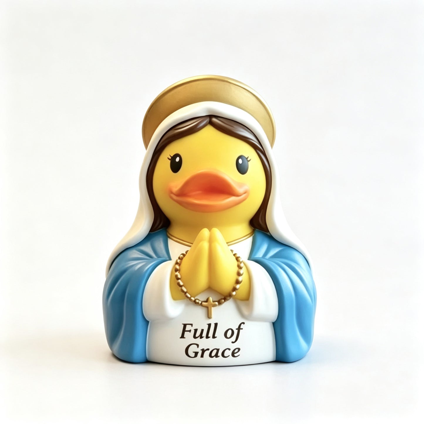 Guardian Angel Rubber Duck Figurine, 3.5" Religious Resin Statue with "Watching Over You", Cute Christian Home Decor for Nightstand Desk, Baptism Birthday Gift