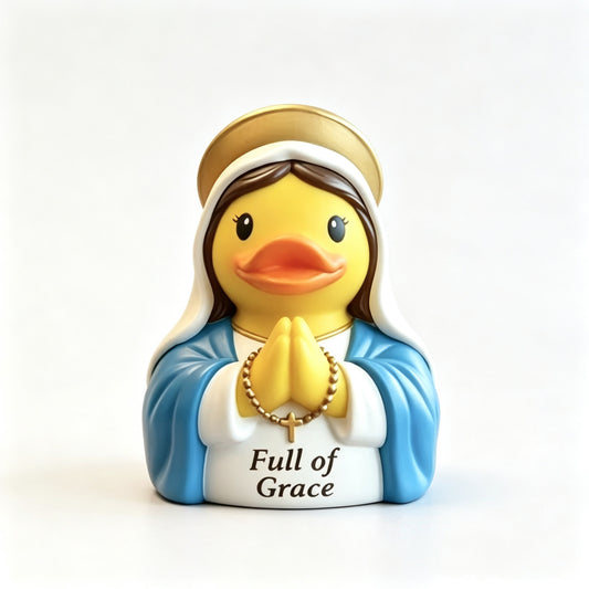 Guardian Angel Rubber Duck Figurine, 3.5" Religious Resin Statue with "Watching Over You", Cute Christian Home Decor for Nightstand Desk, Baptism Birthday Gift