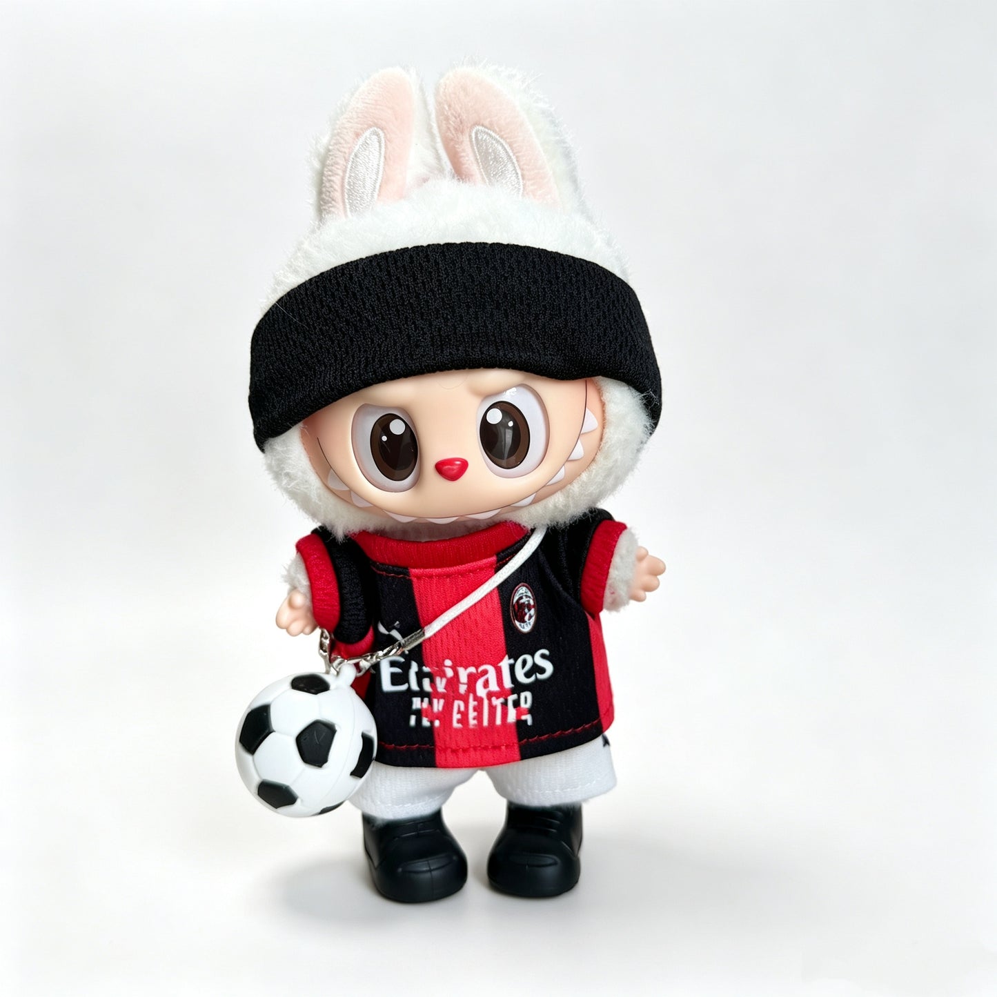 AC Milan-Style Mini Soccer Jersey Set for 15-17cm Plush Dolls | 5-Piece Football Uniform
