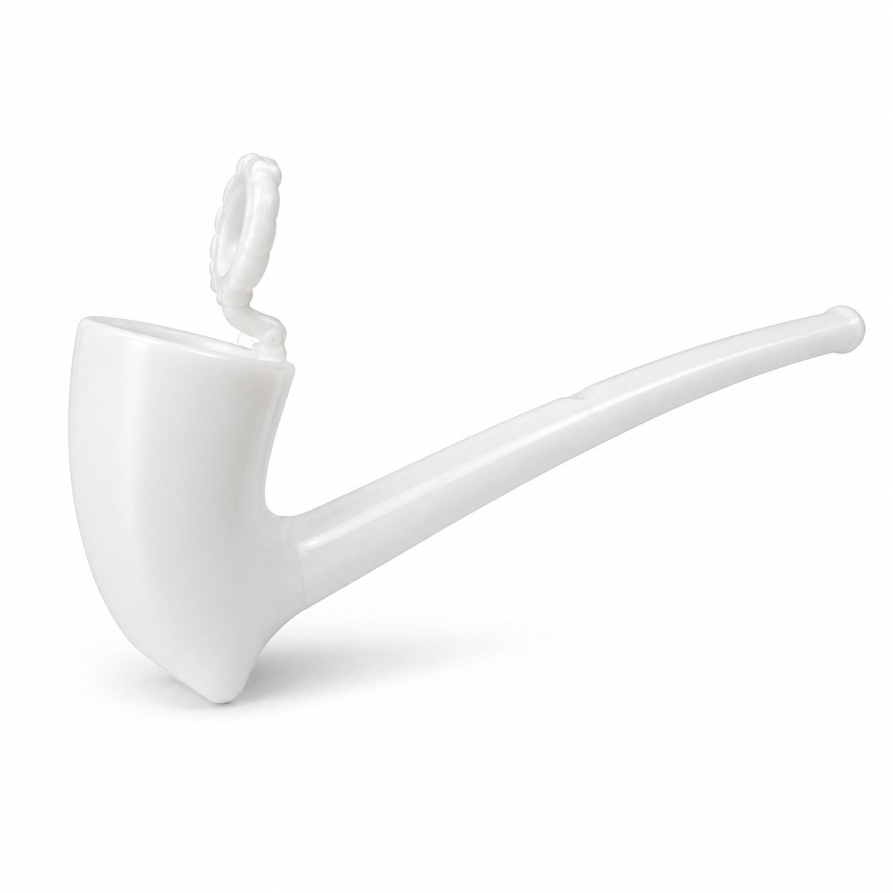 Pipe-Shaped Bubble Blower with 2 Bubble Solution Packets, Reusable Flip-Ring Bubble Maker, Novelty Stress Relief Desk Gadget and Gag Gift for Parties, White Elephant, 5.9 Inch