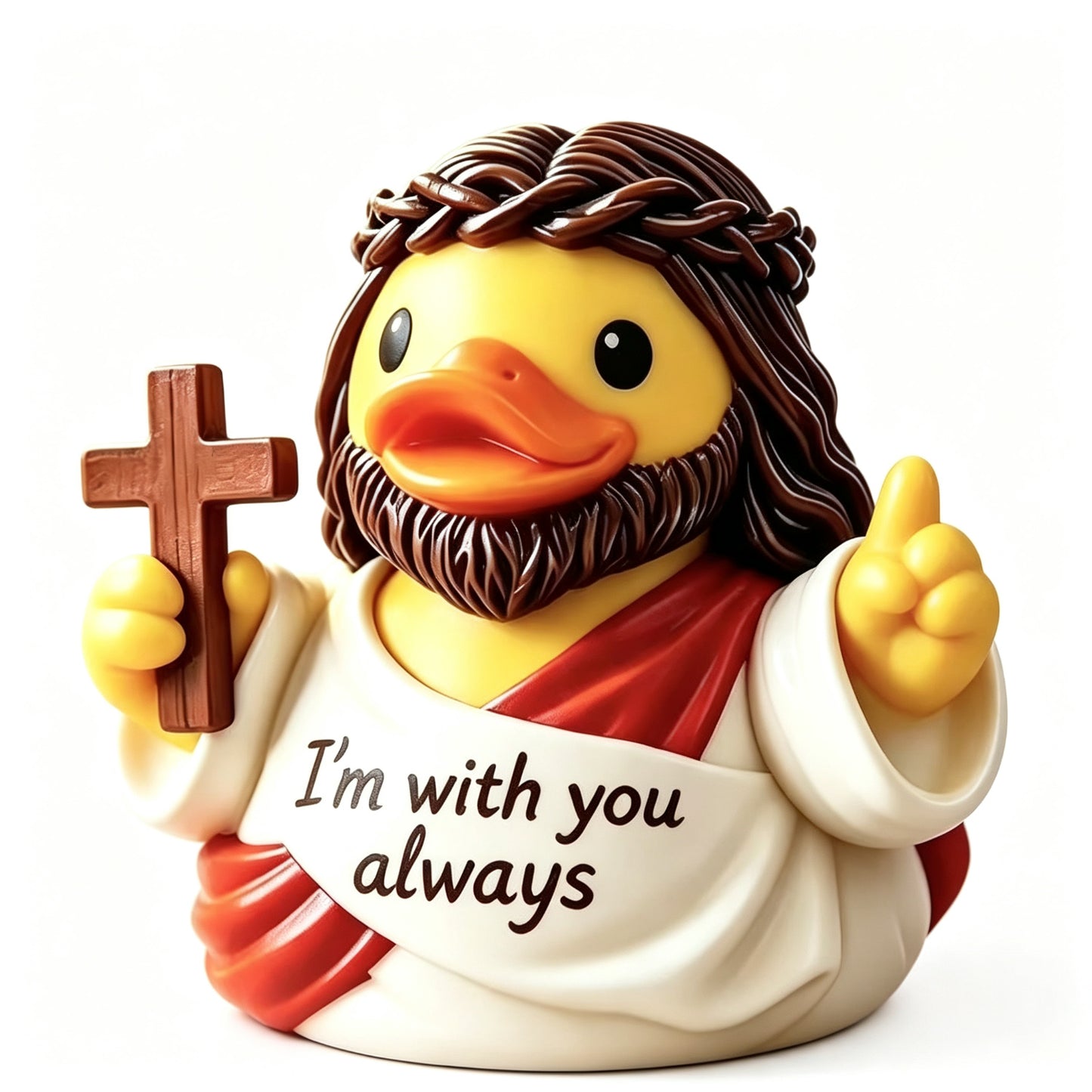 Guardian Angel Rubber Duck Figurine, 3.5" Religious Resin Statue with "Watching Over You", Cute Christian Home Decor for Nightstand Desk, Baptism Birthday Gift