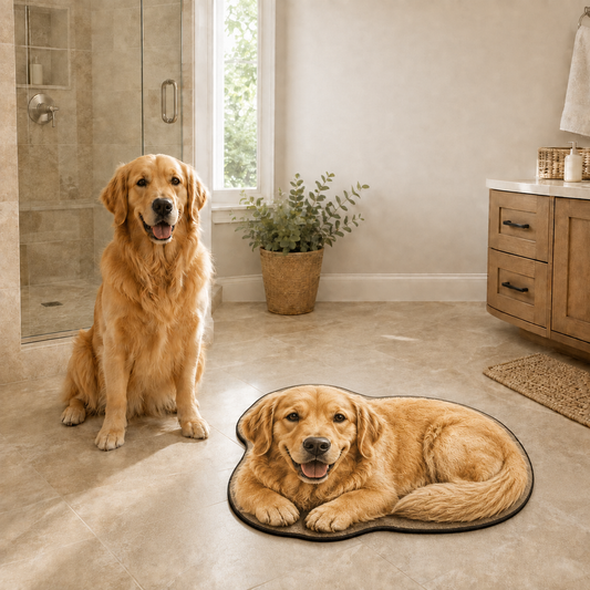 Custom Pet Rug from Photo, Personalized Dog or Cat Shaped Bathroom Mat, Realistic 3D Faux-Cashmere Feel, Non-Slip Machine-Washable Pet Portrait Floor Mat