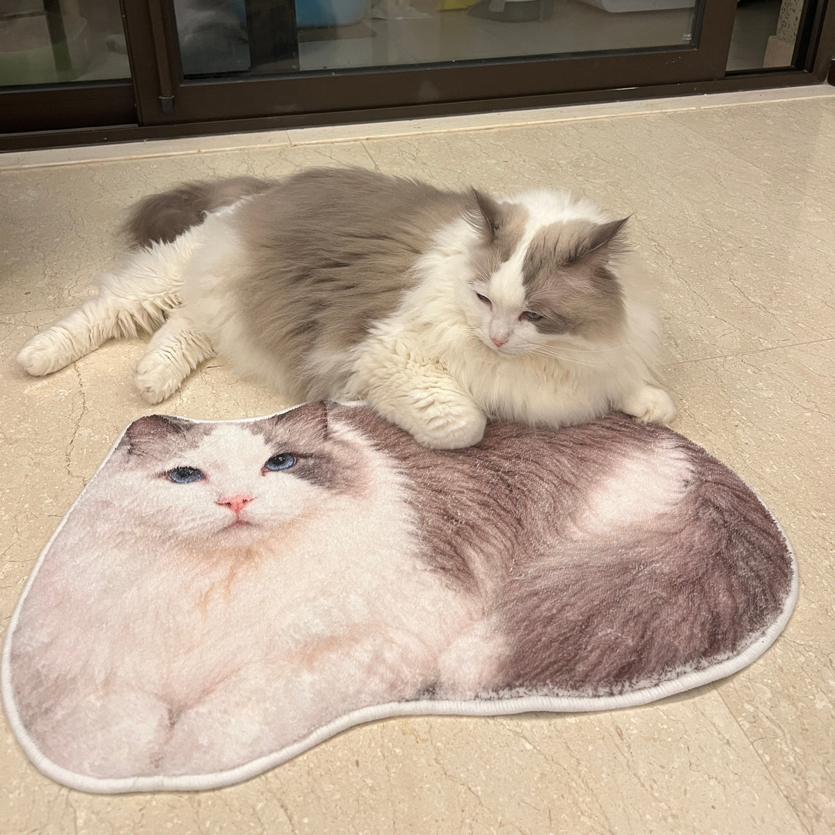 Custom Pet Rug from Photo, Personalized Dog or Cat Shaped Bathroom Mat, Realistic 3D Faux-Cashmere Feel, Non-Slip Machine-Washable Pet Portrait Floor Mat