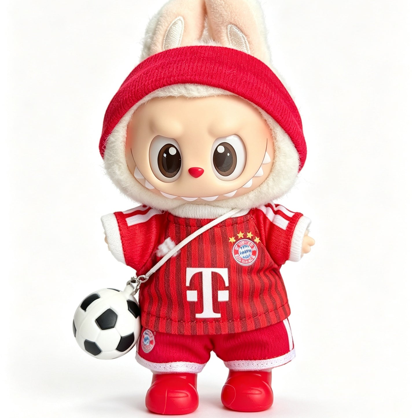 Bayern Munich Red Soccer Jersey Doll Clothes for 15-17cm Plush Dolls,5 pcs Set Mini Football Uniform for 6 inch doll