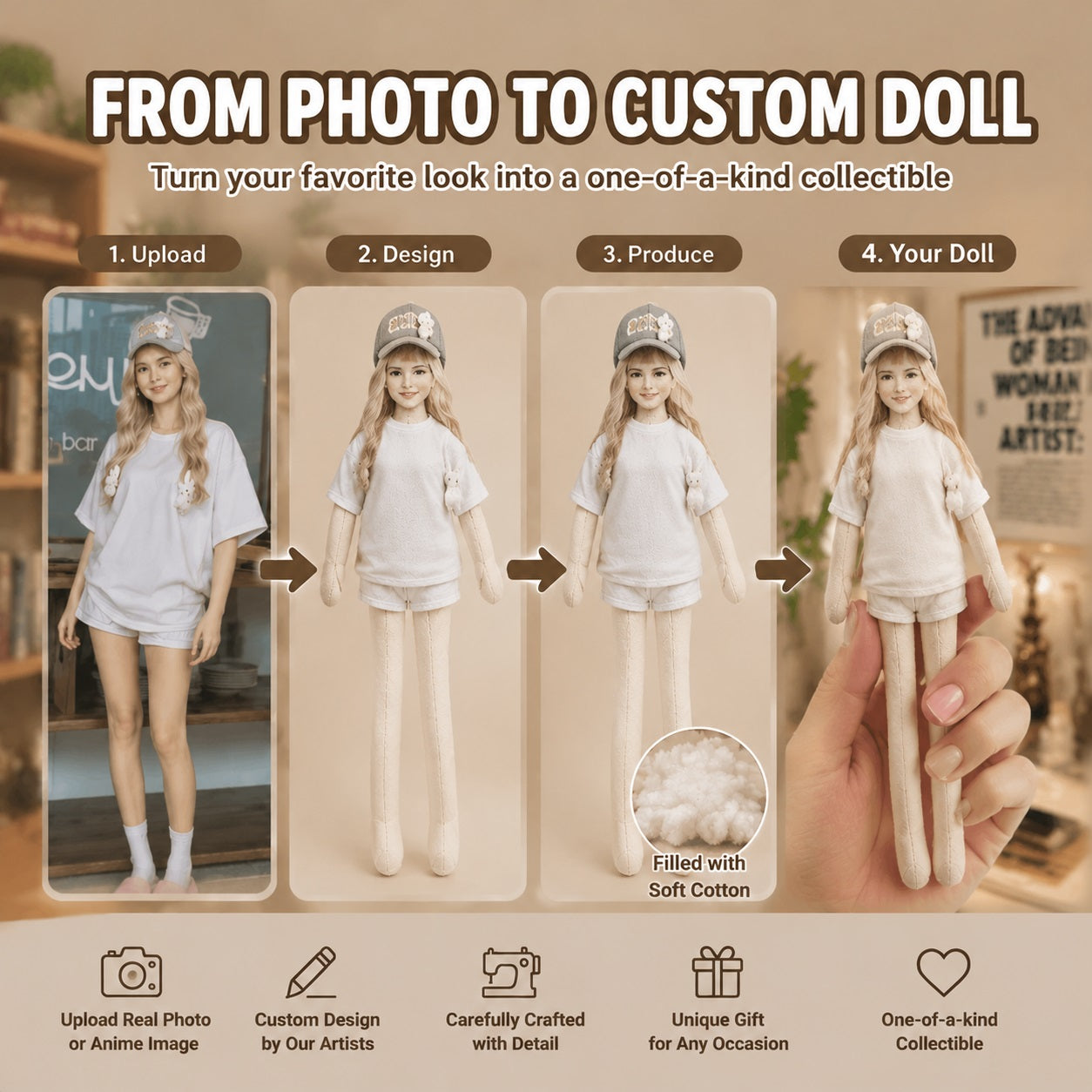 Wacky Bendy Doll - Custom Photo Doll! Make Your Friend into a Posing Plushie, Flexible Funny Figure, Prank Gift