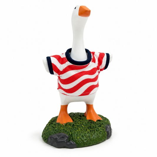 Magnetic Beak Goose Statue with Sports Jersey, 6.7 Inch Desk Goose Key Holder Sculpture on Decorative Base, Soccer Hockey Basketball Fan Decor, Funny Office Home Gift