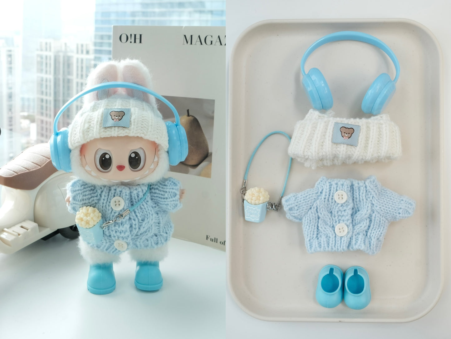 Cute Rabbit Crochet Set for 15–17cm collectible dolls, product view 9