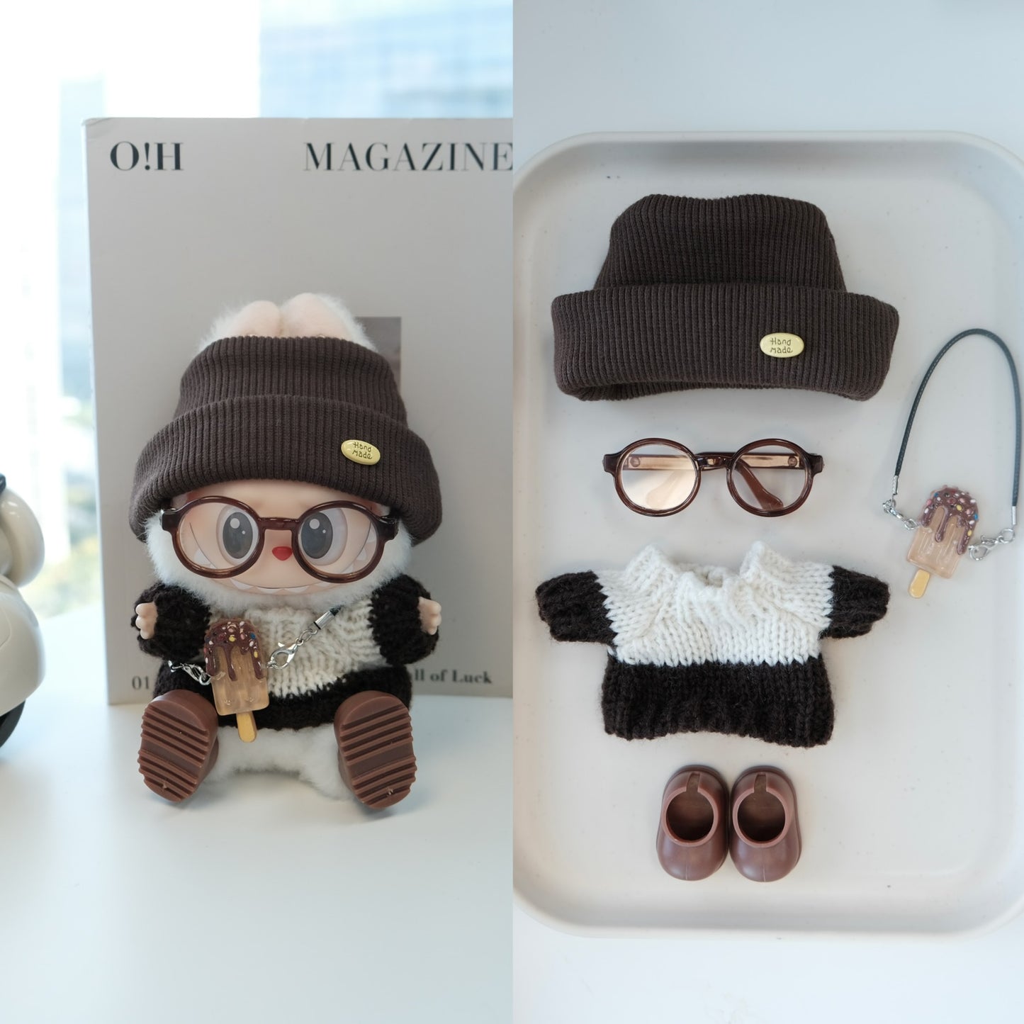 Winter Knit Cap & Sweater Set for 15–17cm collectible dolls, product view 12
