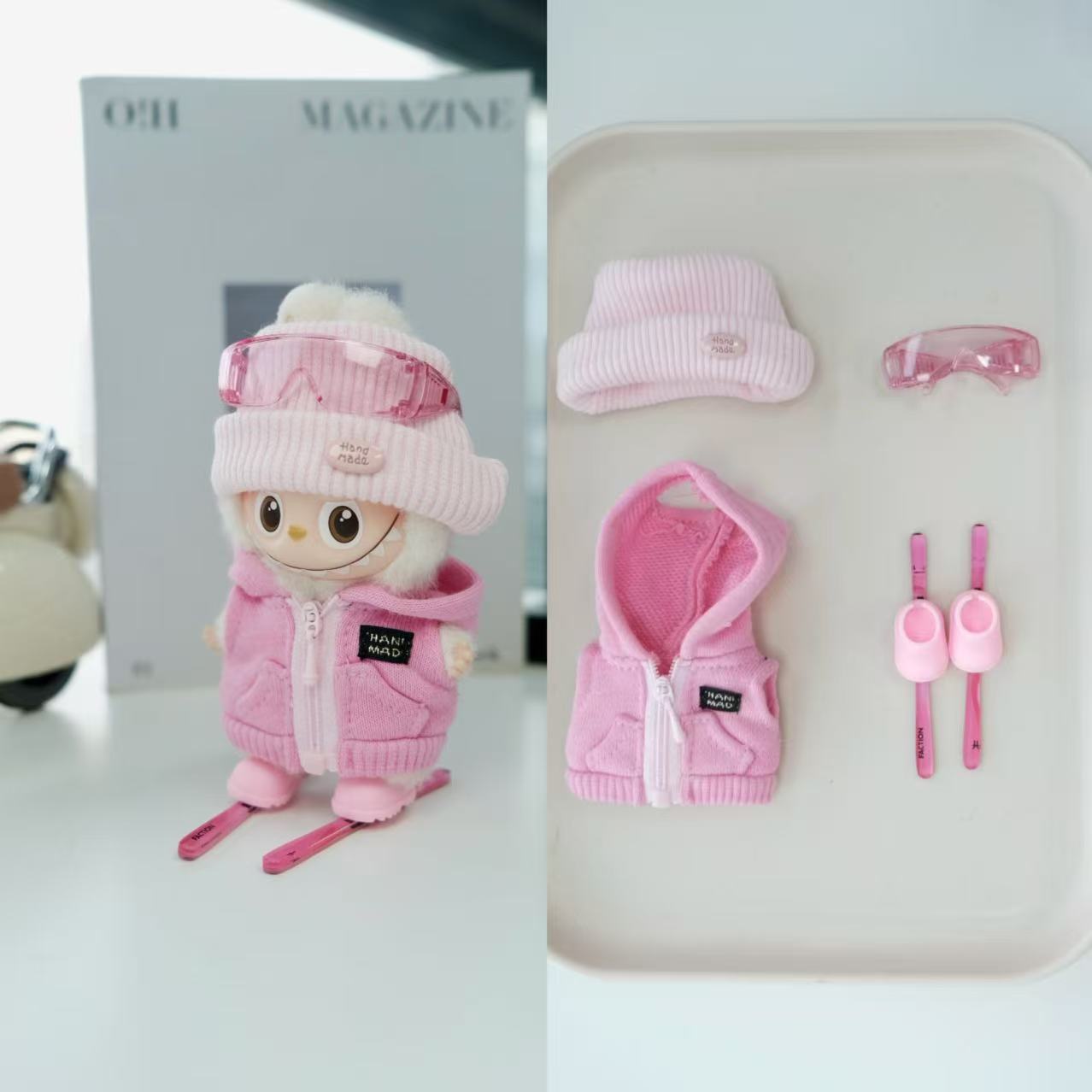 Ski Boards Clothes for 10-12cm Labubu Doll, 4 Pcs Doll's Sports Luxury Outfits Clothes