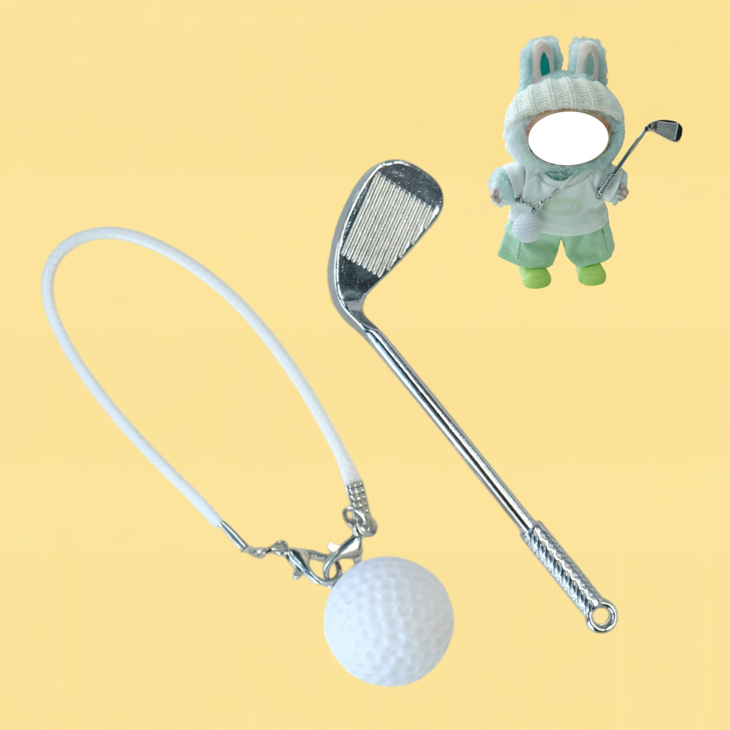 Mini Golf Training Accessories for 12–17cm Plush Dolls | Removable Sports Equipment Set