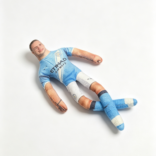 Mini HAALAND Blue Wacky Bendy Doll Flexible Funny Figure Football Superstar Inspired Mouse Plush Doll – Handmade Soccer Fan Collectible Figure, Cute Mini Athlete Doll Gift for Football Lovers, Decorative Toy for Home, Desk & Collection