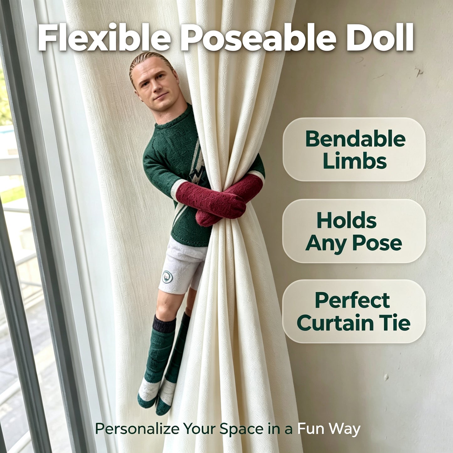 Wacky Bendy Doll - Custom Photo Doll! Make Your Friend into a Posing Plushie, Flexible Funny Figure, Prank Gift