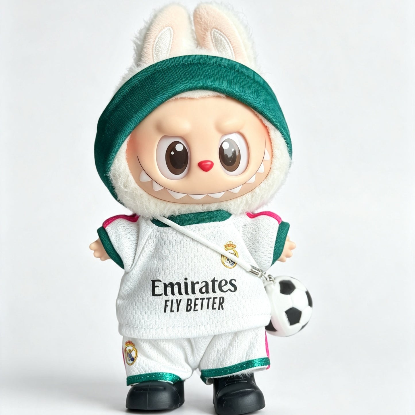 Madrid-Style Mini Soccer Jersey Set for 15-17cm Plush Dolls | 5-Piece Football Uniform