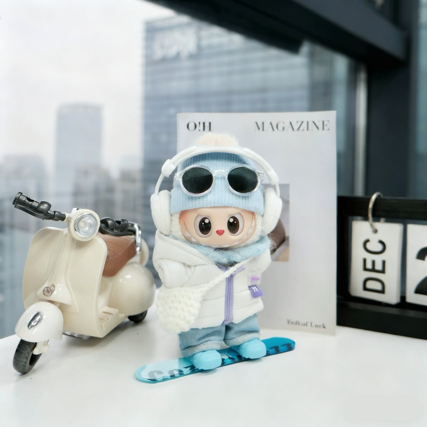 Luxury Ski Snowboarding Clothes for 15-17cm Labubu Doll, 6 Pcs Doll's Sports Luxury Outfits Clothes