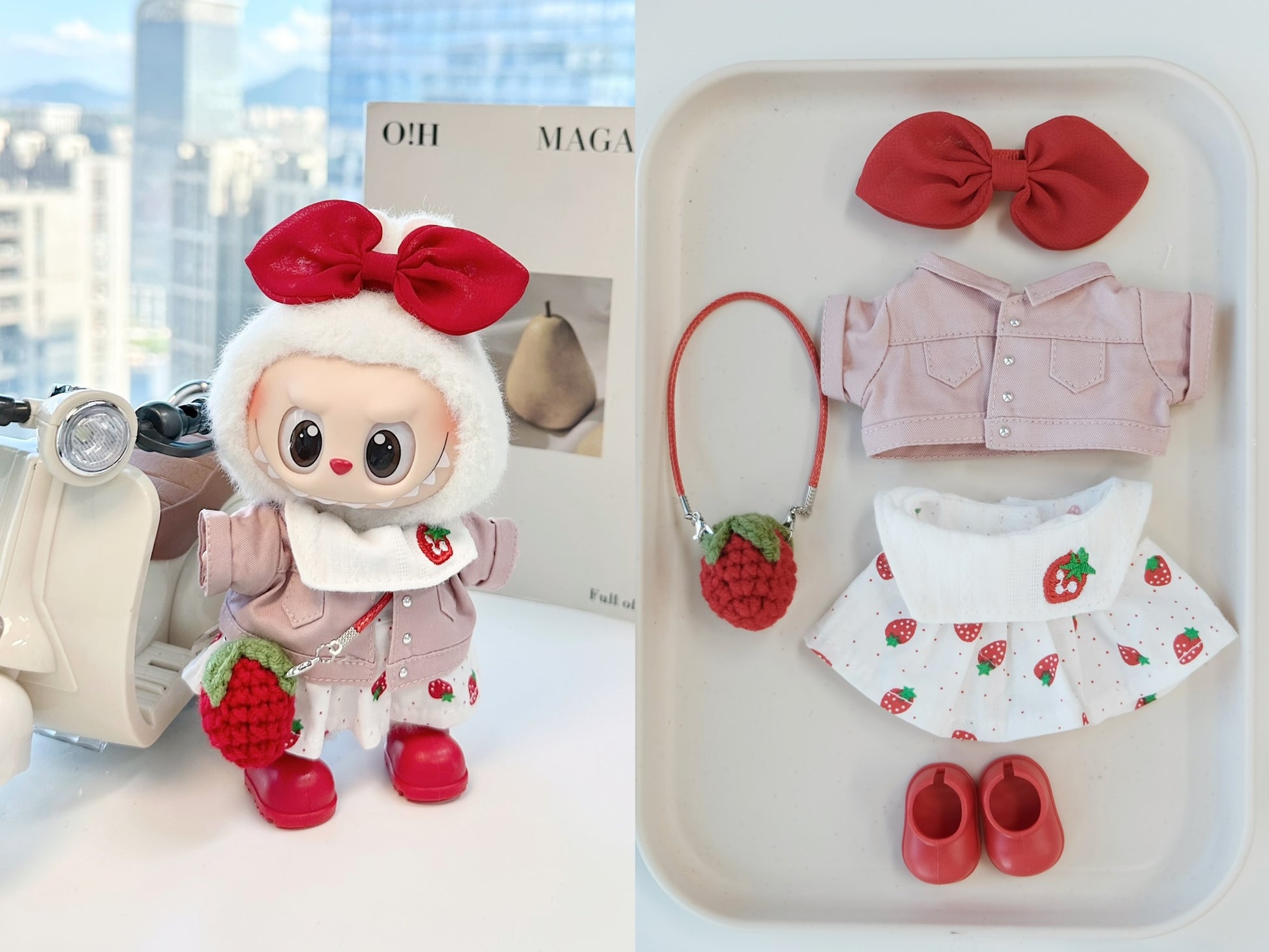 Strawberry Cutey Dress Set for 15–17cm collectible dolls, product view 5