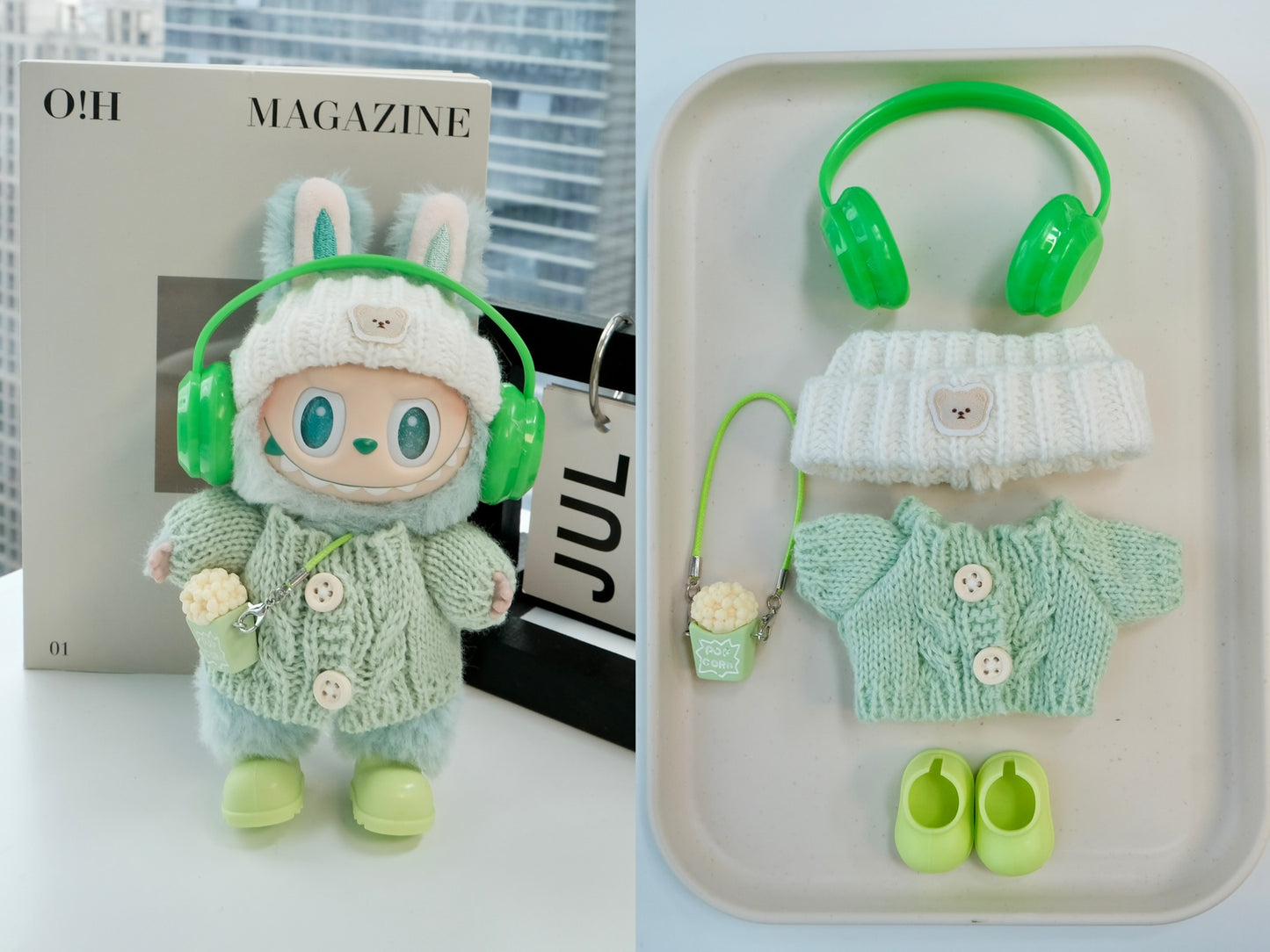 Cute Rabbit Crochet Set for 15–17cm collectible dolls, product view 7