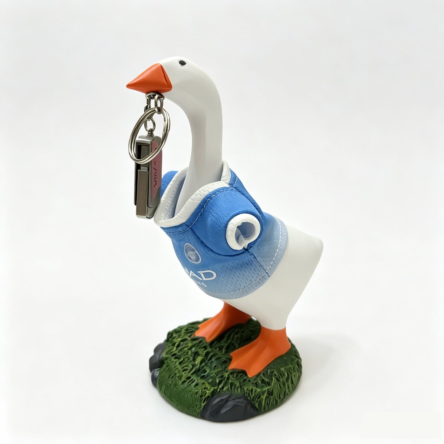 Magnetic Beak Goose Statue with Sports Jersey, 6.7 Inch Desk Goose Key Holder Sculpture on Decorative Base, Soccer Hockey Basketball Fan Decor, Funny Office Home Gift