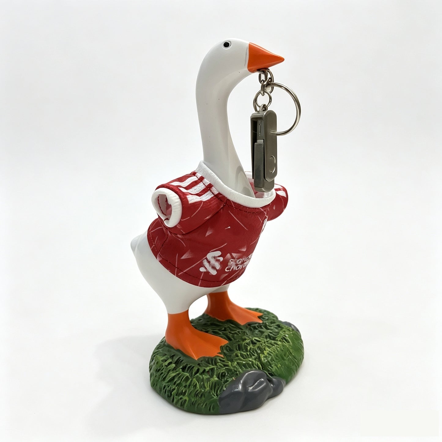 Magnetic Beak Goose Statue with Sports Jersey, 6.7 Inch Desk Goose Key Holder Sculpture on Decorative Base, Soccer Hockey Basketball Fan Decor, Funny Office Home Gift