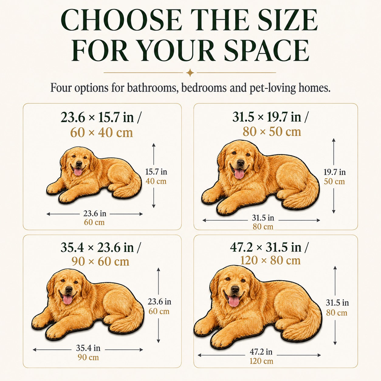 Custom Pet Rug from Photo, Personalized Dog or Cat Shaped Bathroom Mat, Realistic 3D Faux-Cashmere Feel, Non-Slip Machine-Washable Pet Portrait Floor Mat