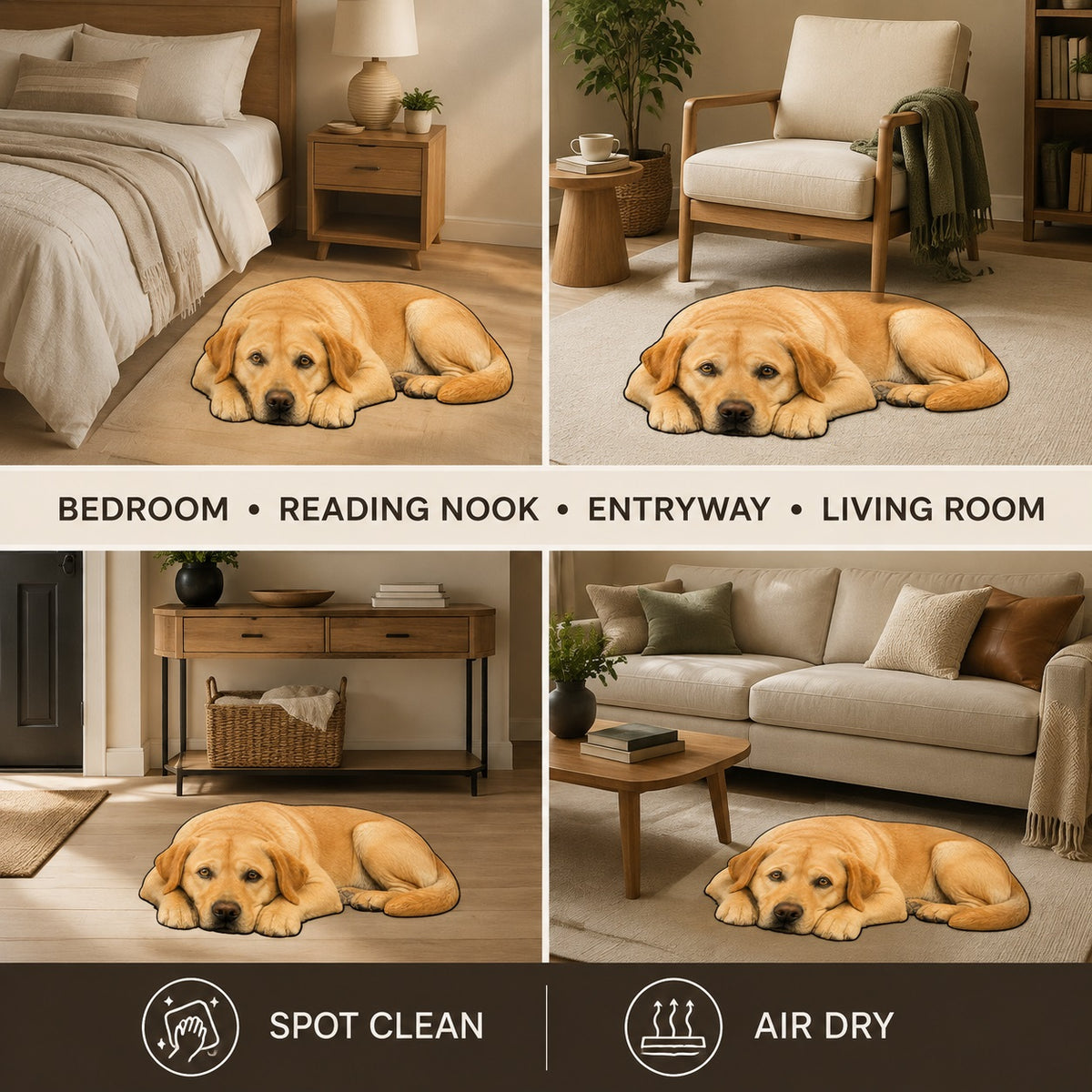 3D Realistic Dog Shaped Bath Mat & Floor Rug - Ultra Soft Absorbent Plush Area Rug, Non-Slip Cute Animal Shaped Door Mat