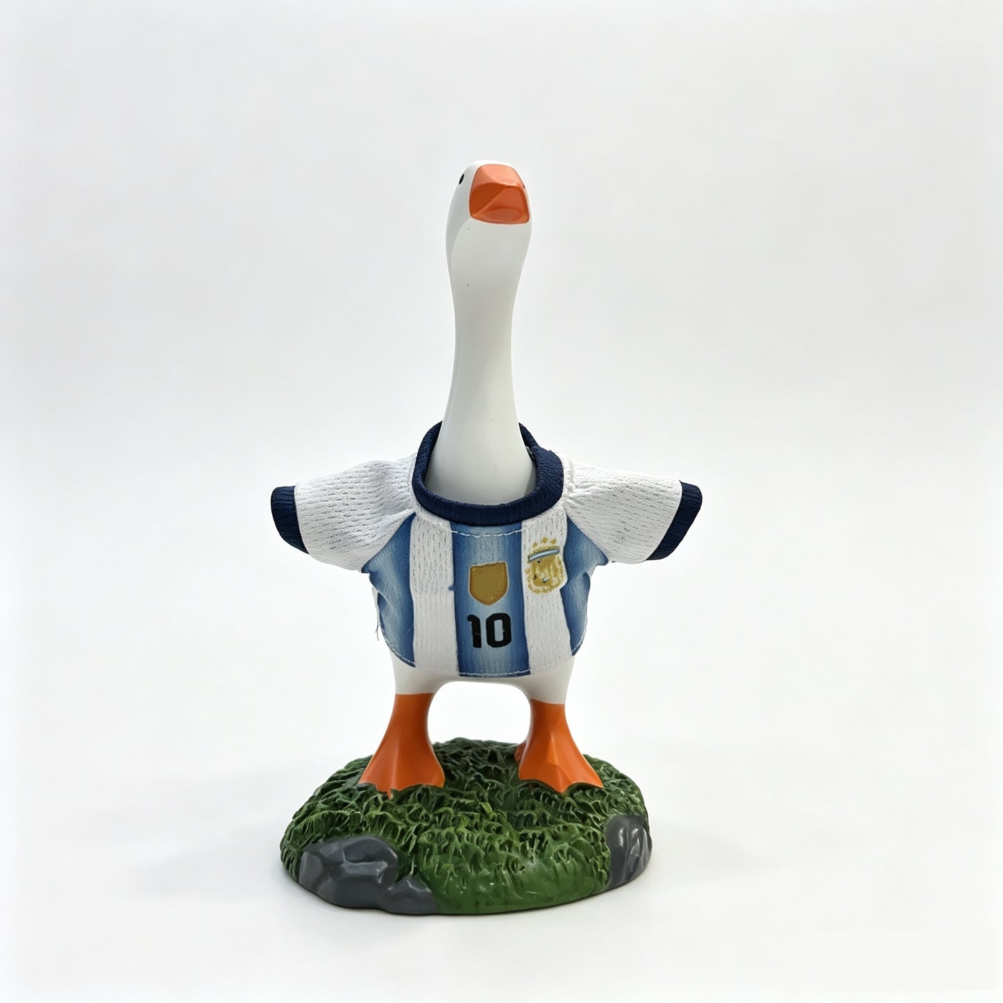 Magnetic Beak Goose Statue with Sports Jersey, 6.7 Inch Desk Goose Key Holder Sculpture on Decorative Base, Soccer Hockey Basketball Fan Decor, Funny Office Home Gift