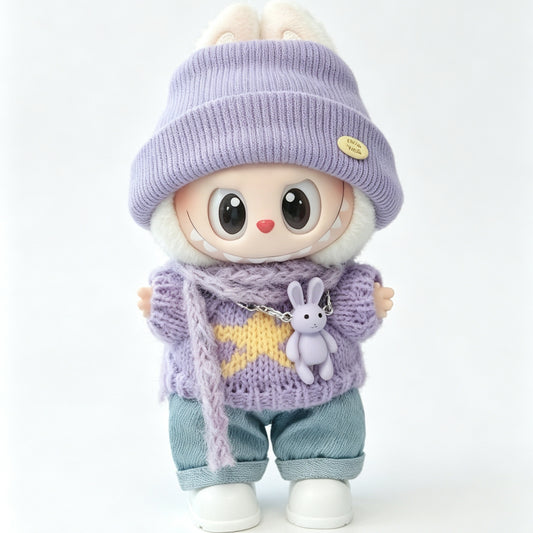 Winter Knit Cap & Sweater Set for 15–17cm collectible dolls, product view 2