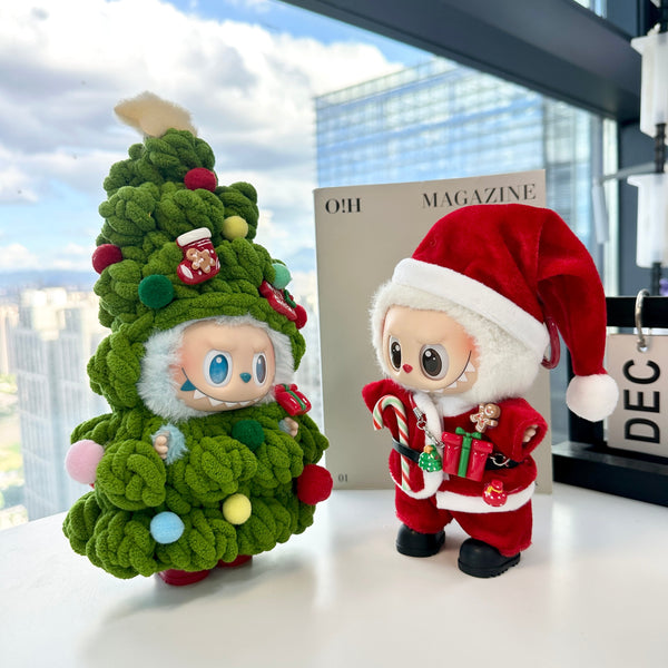 Christmas Tree Costume Set for 15–17cm Collectible Plush Dolls | 2-Piece Festive Holiday Outfit