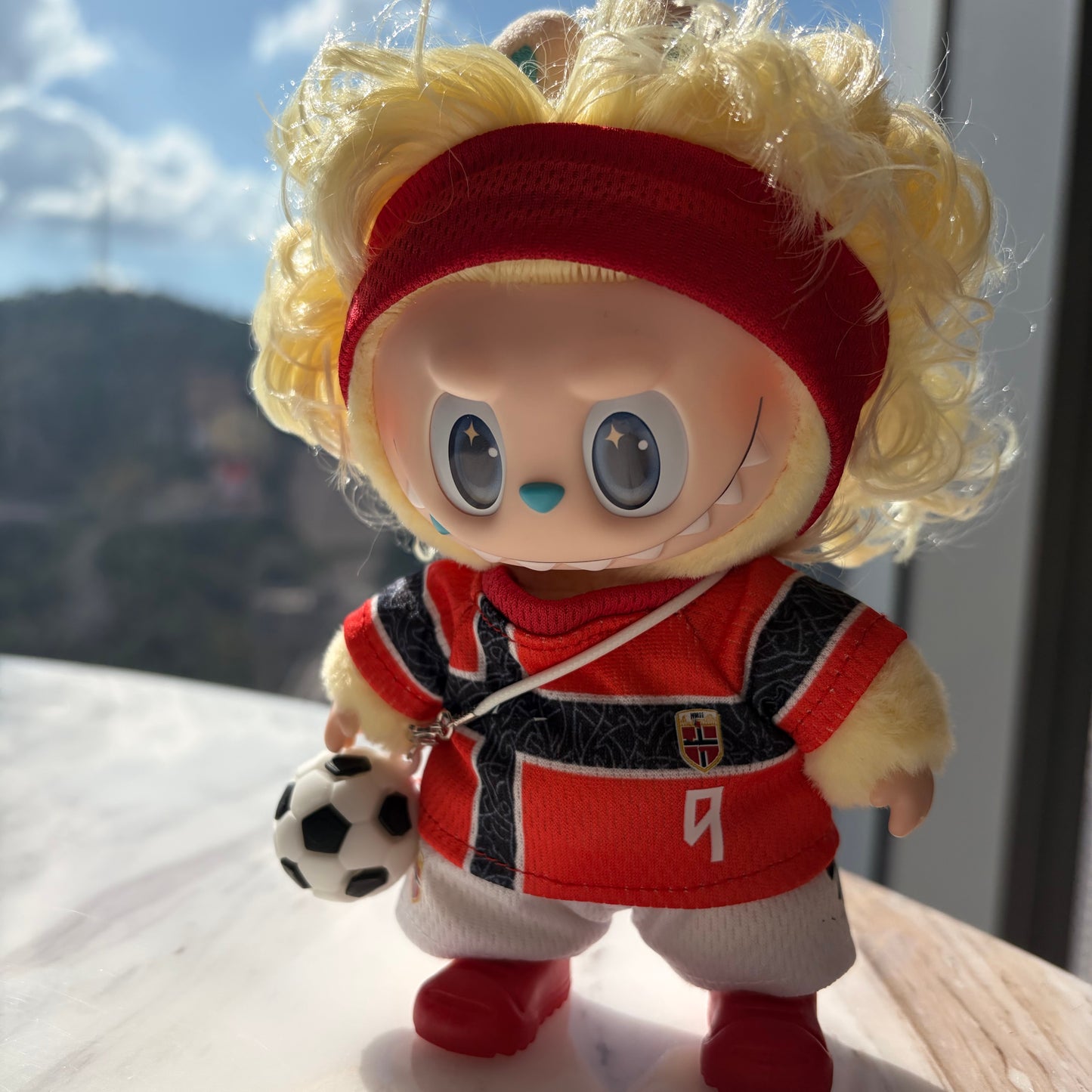 Norway #9-Style Mini Soccer Jersey Set for 15-17cm Plush Dolls | 5-Piece Football Uniform