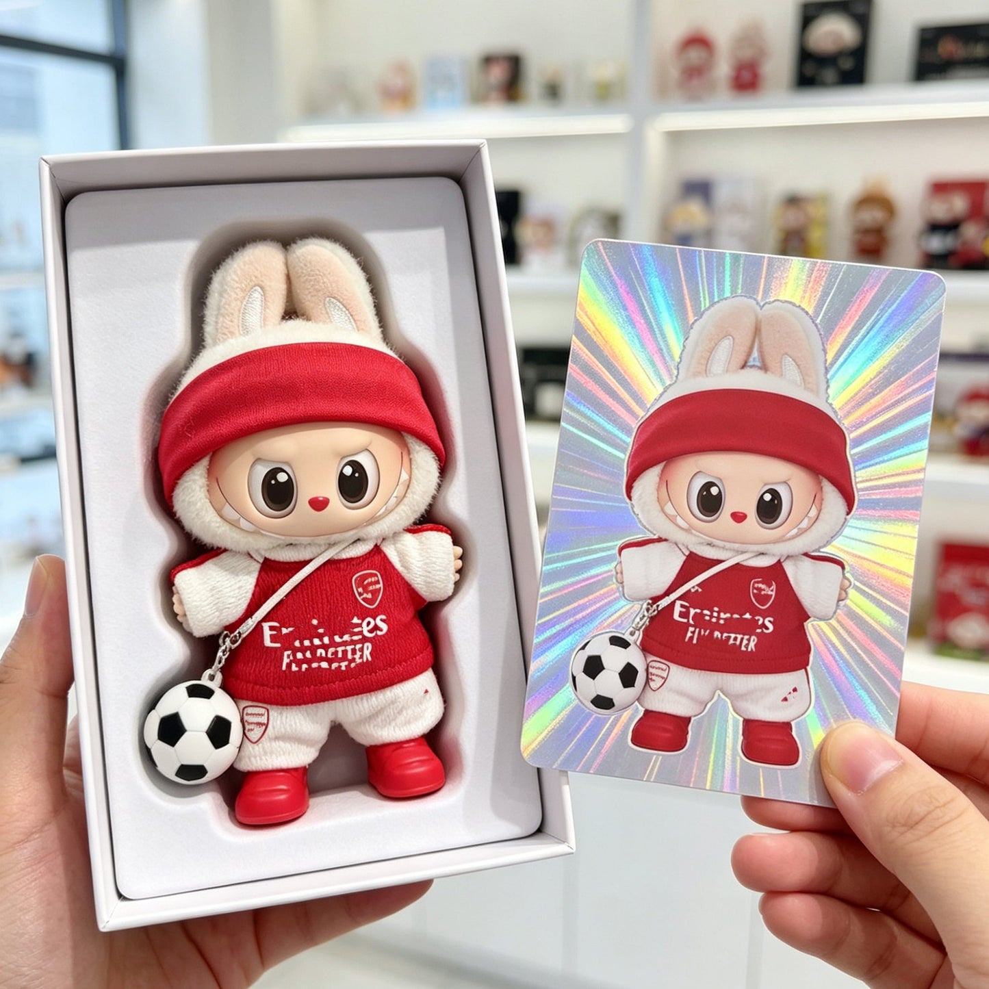 Arsenal Red Soccer Jersey Doll Clothes for 15-17cm Plush Dolls,5 pcs Set Mini Football Uniform for 6 inch doll
