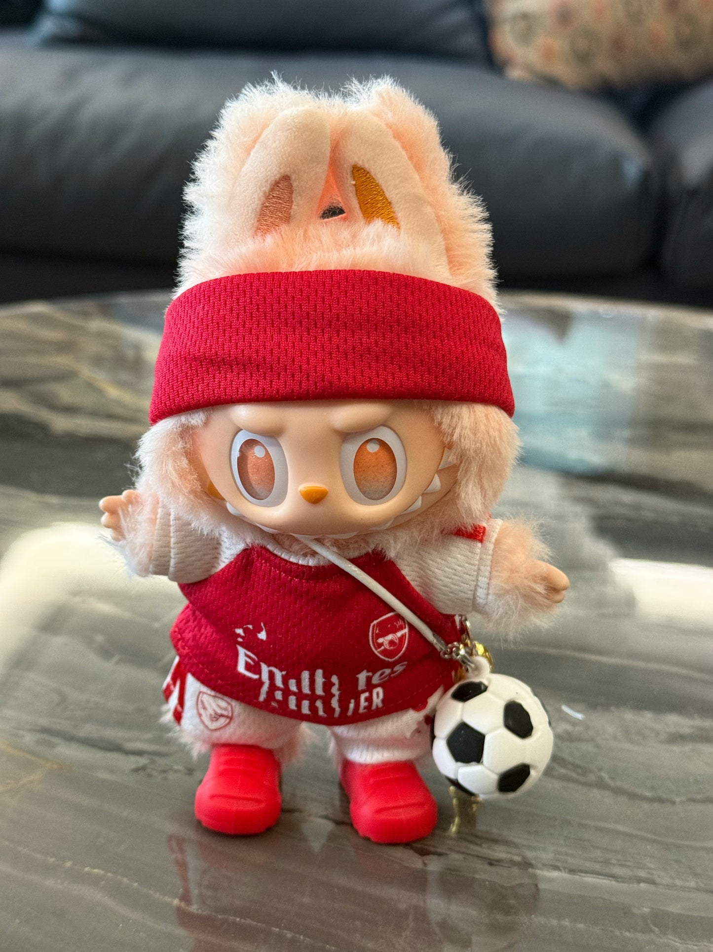 Arsenal Red Soccer Jersey Doll Clothes for 15-17cm Plush Dolls,5 pcs Set Mini Football Uniform for 6 inch doll