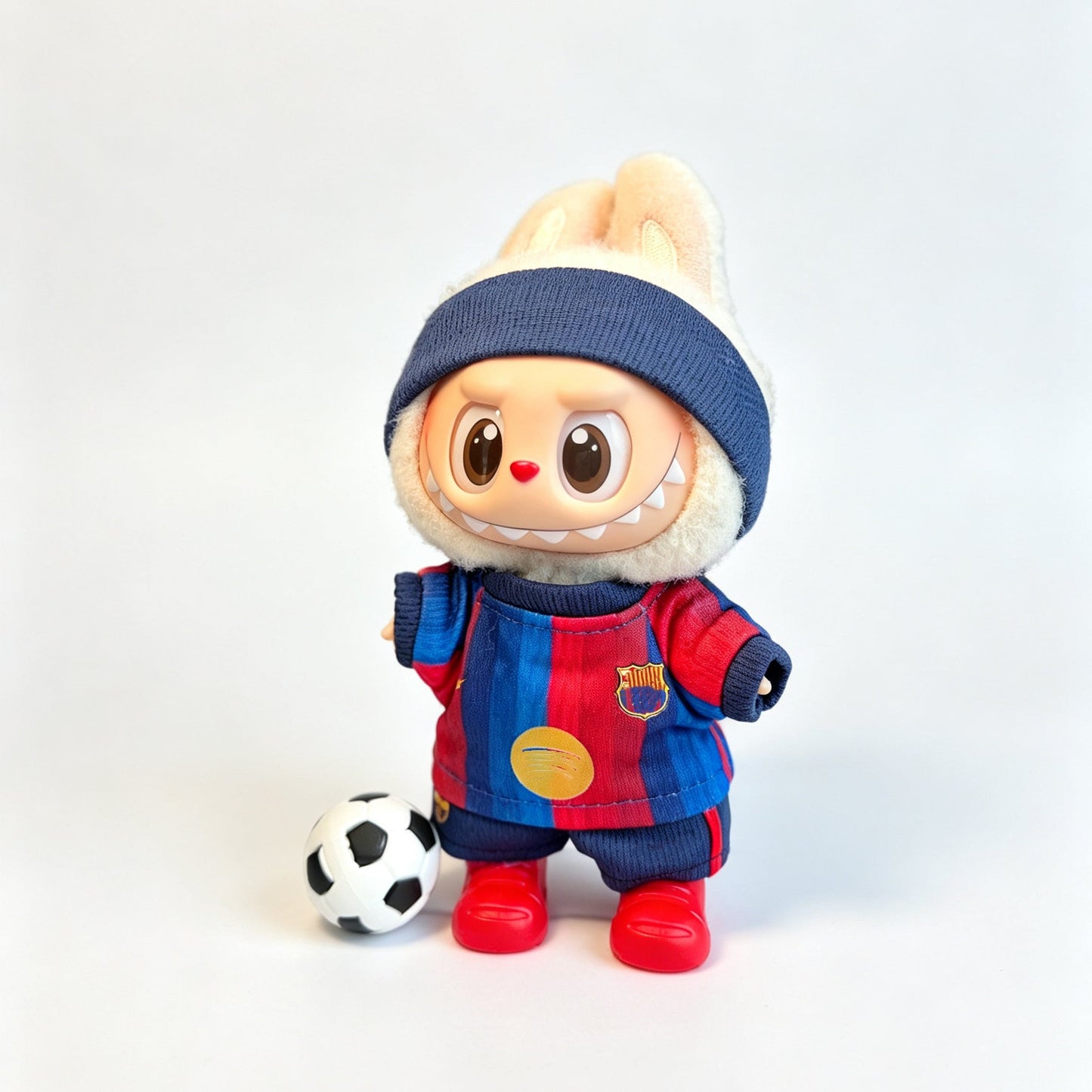 Barcelona Red Blue Soccer Jersey Doll Clothes for 15-17cm Plush Dolls,5 pcs Set Mini Football Uniform for 6 inch doll