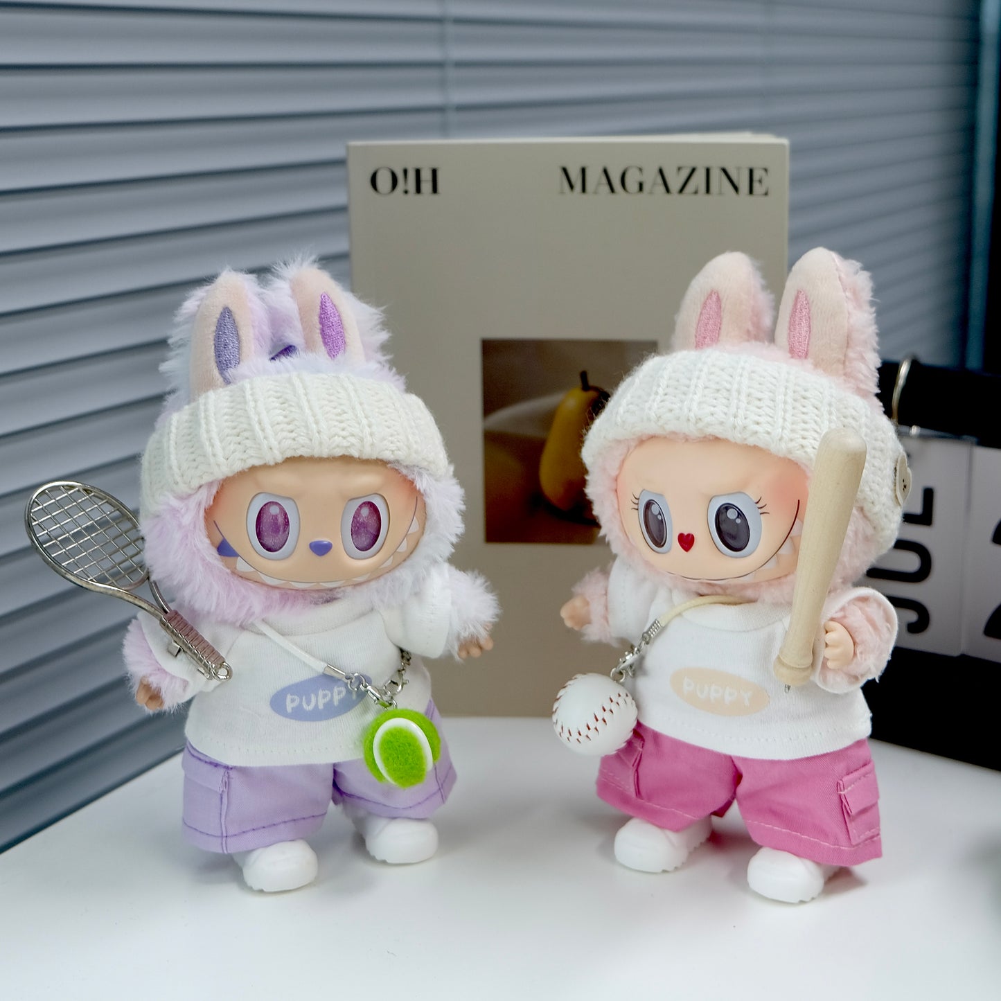 Tennis Clothes for 15-17cm Labubu Doll, 6 Pcs Doll's Sports Wear Outfits Gym Clothes
