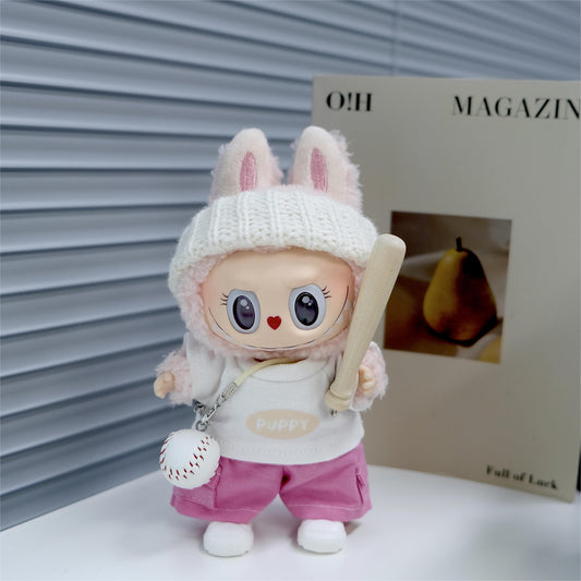 Baseball Clothes for 15-17cm Labubu Doll, 6 Pcs Doll's Sports Wear Outfits Gym Clothes